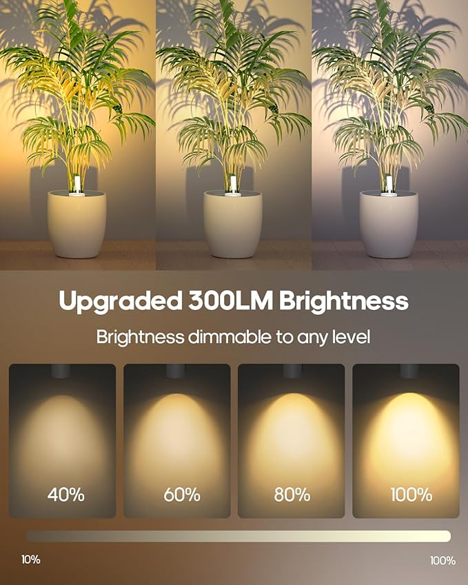GOODEA Spotlights Indoor with Remote, 3000mAh Rechargeable Battery Plant Spotlight Indoor, Wireless Uplights with 3 Colors & Dimmable, Picture Light for Painting, Accent Lighting(4 Pack, White)