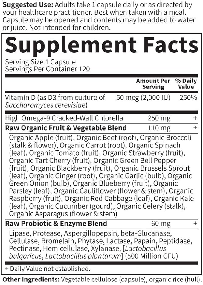 Garden of Life Vitamin D,Vitamin Code Raw D3,Vitamin-D 2,000 IU,Raw Whole Food D3 Supplements with Chlorella,Fruit,Veggies & Probiotics for Bone & Immune Health,120 Vegetarian Capsules,(Pack of 2)