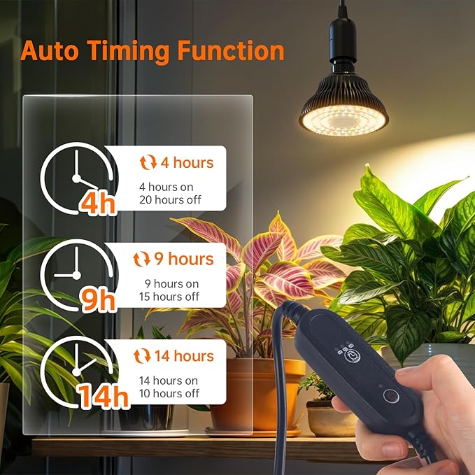 Bstrip Hanging Grow Light for Indoor Plants Full Spectrum, Black Plant Bulb with Optical Lens for Enhanced PPFD, Pendant Grow Light with Timer, 16.4 FT Power Cord, Perfect for Tall Plants and Flowers