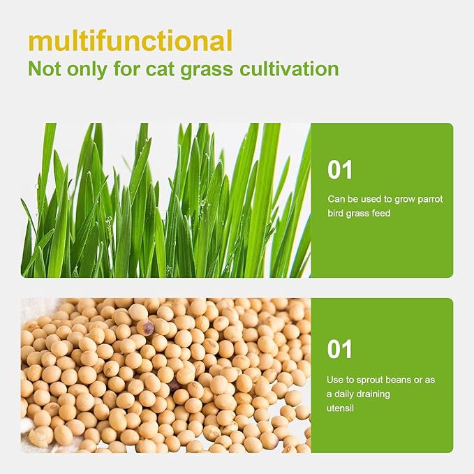 Hydroponic Cat Grass Growing Kit with Germination Tray - Indoor Gardening System for Pets, Soil-Free Planter Without Seeds