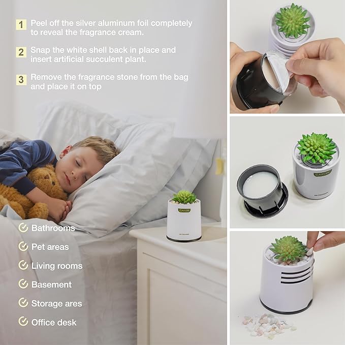 Artificial Succulent Plants with Subtle Vanilla Scent, Faux Indoor Plants for Home Decor, Small Fake Plant for Bathroom, Bedroom, Office Decor, Aesthetic Room Accessories, Housewarming Gift