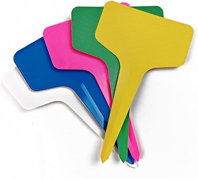 GXXMEI 220PCS Plant Labels with 2PCS Pens, Multicolor Waterproof Plastic Plant Tags T-Type Nursery Garden Labels 6 x10cm,5 Colors