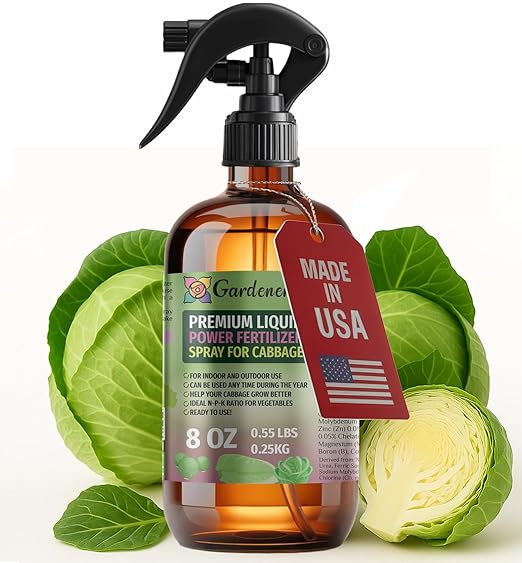 Liquid Power Cabbage Fertilizer Spray – Ready-to-Use Liquid Plant Food Mist for Cabbage – Premixed, Easy Application – Fast-Acting Formula for Growth, Roots & Yield – Indoor & Outdoor Use – 8 oz