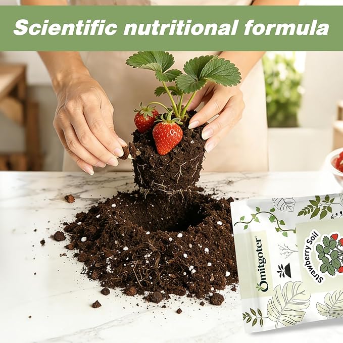 All-Natural Strawberry Soil & Potting Mix 4qt - Premium Potting Soil for All-Stage Strawberry Growth