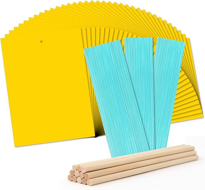 Landisun Fruit-Fly Sticky-Trap Outdoor Indoor Yellow Sticky Insect Traps Bug-Killer Catcher NonToxic and Odorless Dual Sided Twist Ties Included