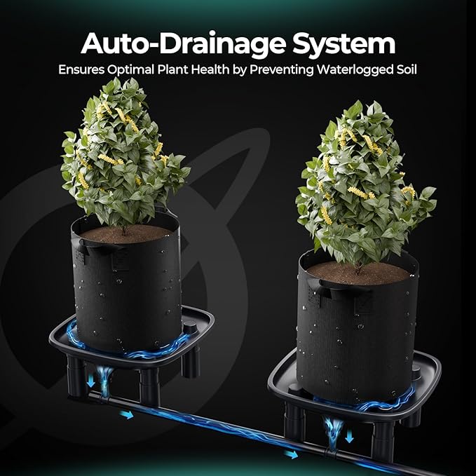 MARS HYDRO Drainage Trays 2-Pack Pot with Drainage Pipe for Grow Tents Greenhouses & Patio Plants