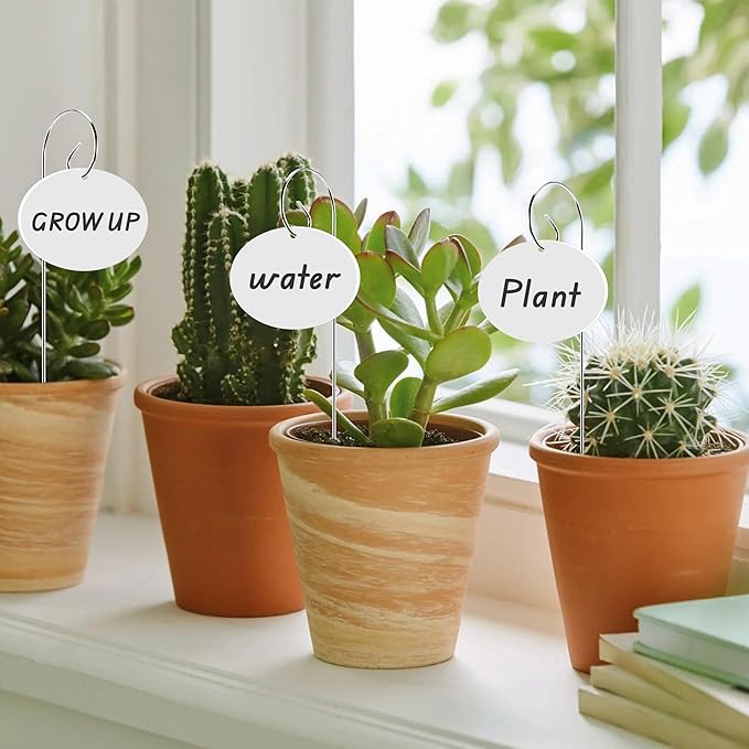 25 Pcs Plant Labels, Acrylic Plant Tags for Outdoor Garden Waterproof, Plant Labels with Stainless Steel Stake and Pen, Garden Labels for Seed, Potted Plant, Flower