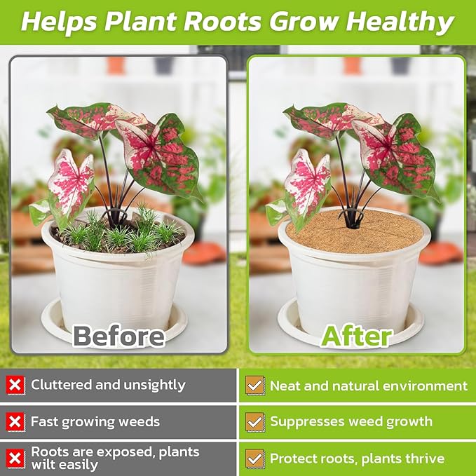 Legigo 6pcs Coconut Fiber Mulch Ring Tree Plant Protector Mat, 18 Inch Natural Coco Coir Tree Mulch Ring Plant Pot Soil Cover, Tree Rings Disc Plant Cover for Indoor Outdoor Plants, Landscaping