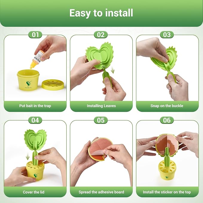 Fruit Fly Trap for Indoor, Fruit Fly Sticky Traps Gnat Trap for House Indoors with 10Pcs Sticky Pads & Attractant, Fly Trap for Home Kitchen Plant 2 Pack (2)