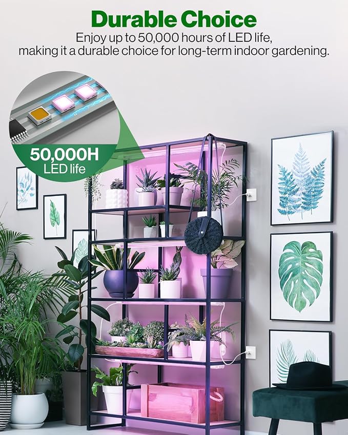 Sunco 3ft Grow Light LED, 30W, Full Spectrum, for Seed Starting, Seedling, Indoor Plants, Plug in Suspended Fixture, Link Up to 4, Inline Switch, UL/ETL 2 Pack.