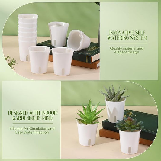 Ziliny 30 Pcs 3 Inch Self Watering Pots Self Watering Planters for Indoor Planters Plastic Garden Flower Pots with Level Indicator Vents for Herbs
