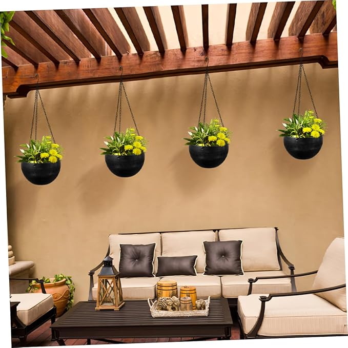 Homoyoyo Hanging Planters 2pcs Self Watering Green Pothos Plant Pot Plastic Chain for Indoor Plants Dec