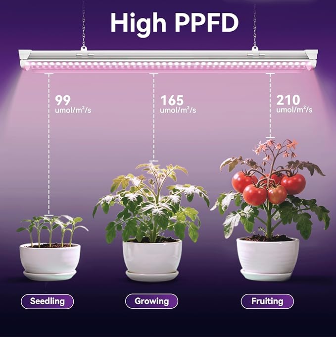 Elaruslux 6 Pack 3FT Plant Grow Light, T8 Pinkish White Full Spectrum, with ON/Off Switch & Timed Function,Aluminum Reflector, Linkable,Plant Growing Lamp Fixture for Greenhouse Indoor