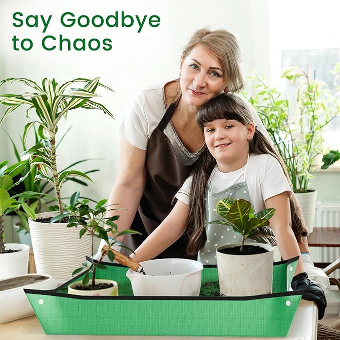 Repotting Mat for Indoor Plant Transplanting and Mess Control, 26'' x 26'' Waterproof Potting Succulent Tray Portable Gardening Mat Gift for Plant Lovers