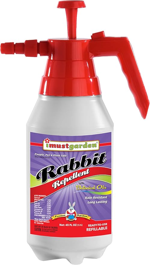 I Must Garden Rabbit Repellent: Mint Scent Rabbit Spray for Plants & Lawns – 45 oz. RTU Pump Spray