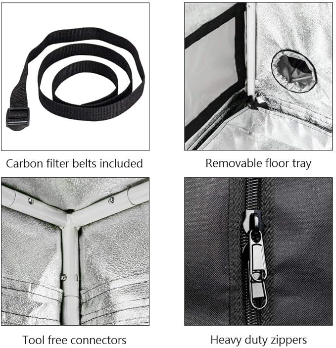 Grow Tent, Indoor Mylar Hydroponics Indoor Gardening Grow Tent Room with Observation Window and Floor Tray (36" x 36" x 72")