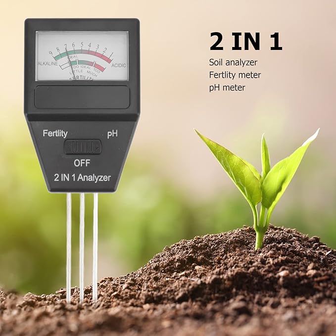 aqxreight 2 in 1 Soil Meter Fertility Tester with 3 Probes ABS Soil Meter Garden Supplies Fit for Home Garden Lawn Farm Indoor and Outdoor Use