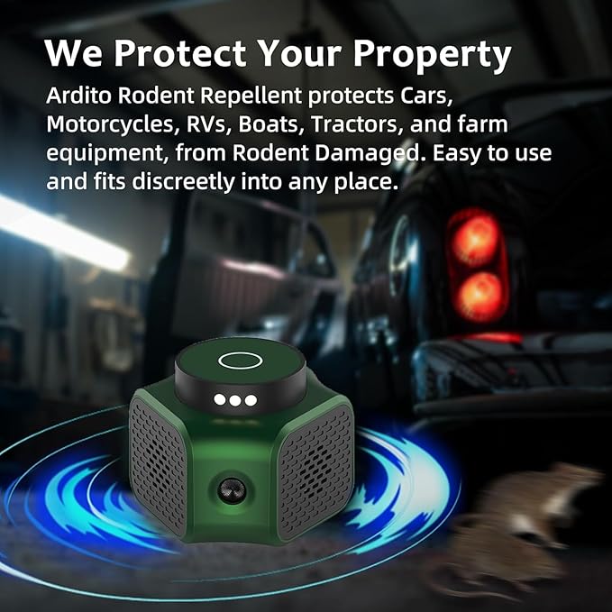 Rodent Repellent Ultrasonic Plug-in Indoor Mouse & Rat Deterrent with 3 Modes and LED Strobe Lights, Pest Control for Attic, Basement, Garage (Green)