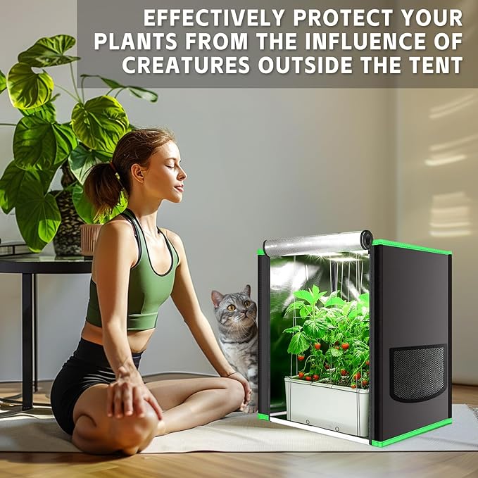 Small Grow Tent for Aerogarden Hydroponics Growing System Indoor 20"x14"x22"High Reflective Mylar Leak-Proof of Light 600D Oxford Fabric for Indoor Plant (Black(Open-Bottom))