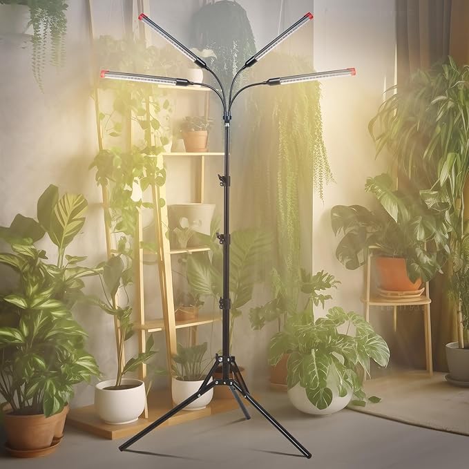 4Head Grow Light with Stand, Grow Lights for Indoor Tall Plants, Bonsai Tree, 4/8/12/16/20H Timer, 36 Watt Power Draw, NO Need Adapter, Bright and Big Coverage, Best Gift for Plants Lover