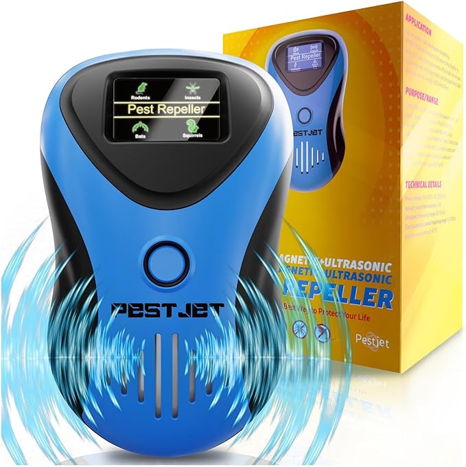Ultrasonic Pest Repeller Plug-in with LED Display, Indoor/Outdoor Electronic Device for Mouse, Mice, Rat, Bat and Squirrel Repellent, Quiet Operation for Home, Garage and Basement