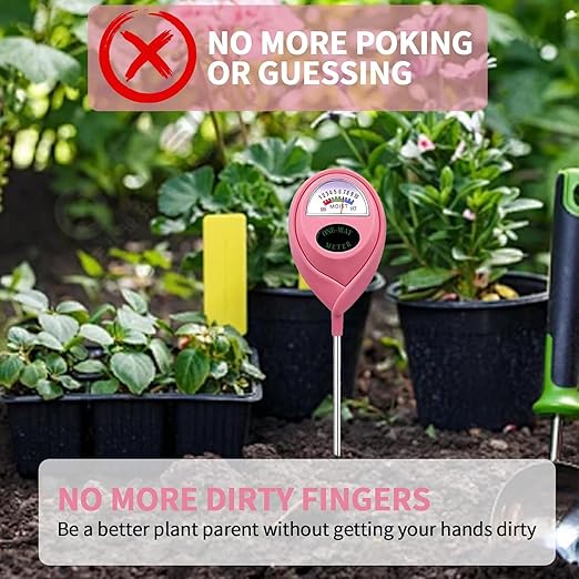 Soil Moisture Meter, Garden Plant Water Meter, Plants Moisture Meter, Lawn Soil Tester, Soil Water Gauge for Potted Plants, Plant Moisture Monitor No Battery Required Free Plant Watering Guide