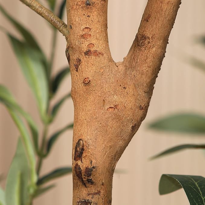 Kazeila Artificial Olive Tree 6FT Tall Faux Silk Plant for Home Office Decor Indoor Fake Potted Tree with Natural Wood Trunk and Lifelike Fruits, 2 Pack