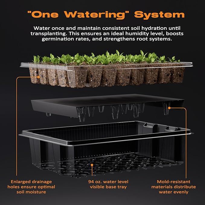 Patigrow 80-Cell Self-Watering Seed Starter Tray with Grow Light, Seed Starter Kit with 4.07” Humidity Dome, Indoor Seedling Starter Tray, Seed Starting Trays for Plant Germination, Seeds Growing
