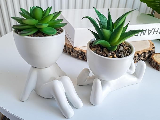 Small Fake Plant Office Decor for Women - Desk Decorations - Cute Office Decor - Office Plants Decor for Wall Shelf - Succulents Fake Plants Home Decor - Office Desk Accessories