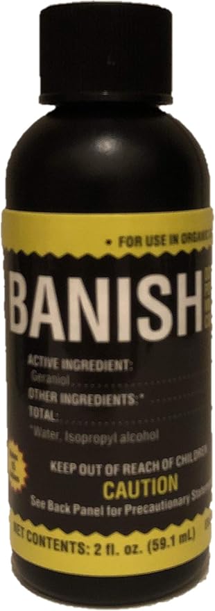 Banish 2oz Concentrate Makes 15 Gallons All Natural Fungicide Downey & Powdery Mildew Control Proprietary Mixture of Powerful Natural Geraniol Non-Toxic