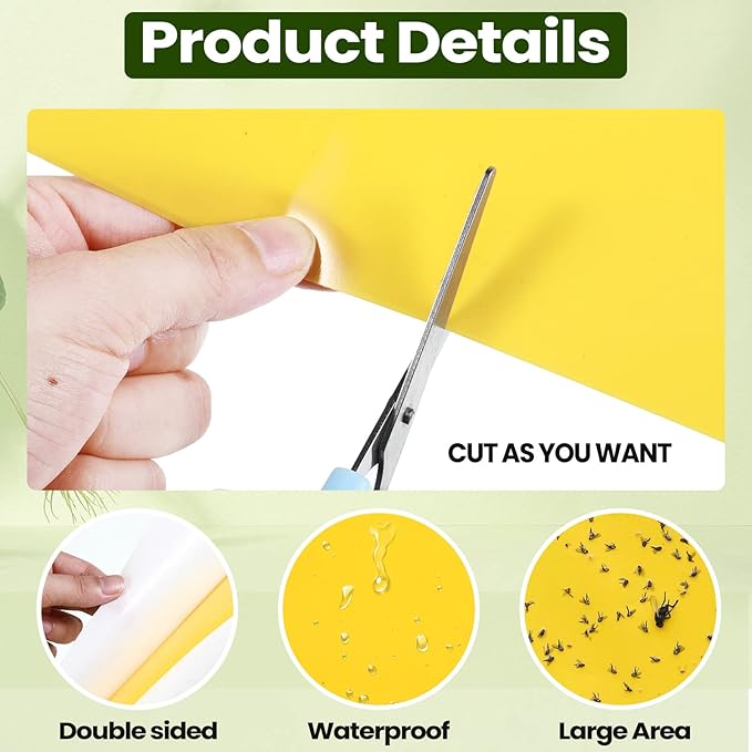 Qualirey 250 Pcs 6 x 8 Inch Sticky Traps for Plant Double Sided Sticky Trap for Gnats with Twist Ties Fly Traps for Fruit Insect Fungus Bugs Indoor Outdoor (Yellow)