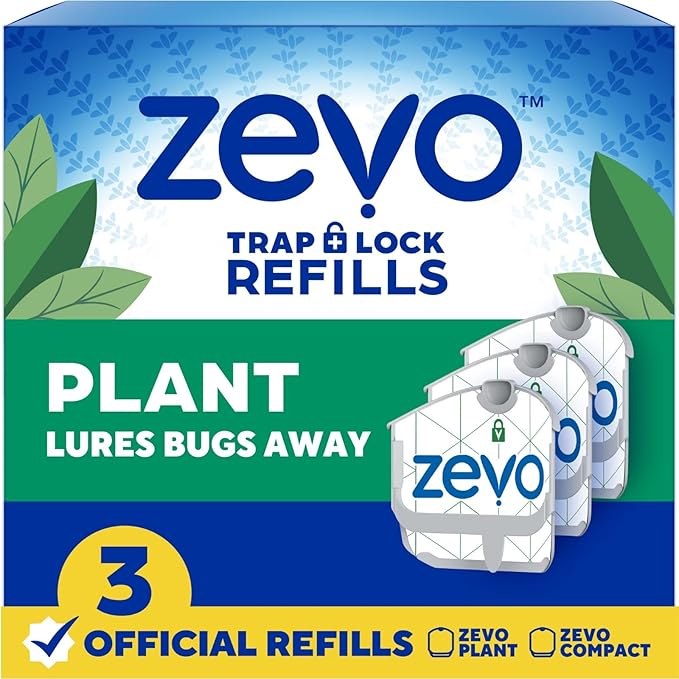 Zevo Plant Flying Insect Trap Refills: Easy, Mess-Free Solution, Use Near House Plants - Kills Fungus Gnats, House Flies, & Fruit Flies (3 Refills Cartridges)
