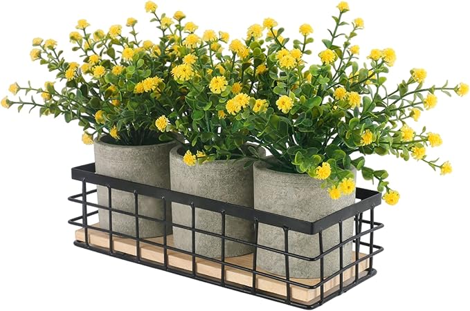 Small Fake Plants Artificial Plants Indoor, 3 Potted Artificial Plants Flowers for Home Decor Indoor, Fake Plants Bedroom Aesthetic, Fake Plants for Living Room, Bathroom, Shelf, Coffee Table