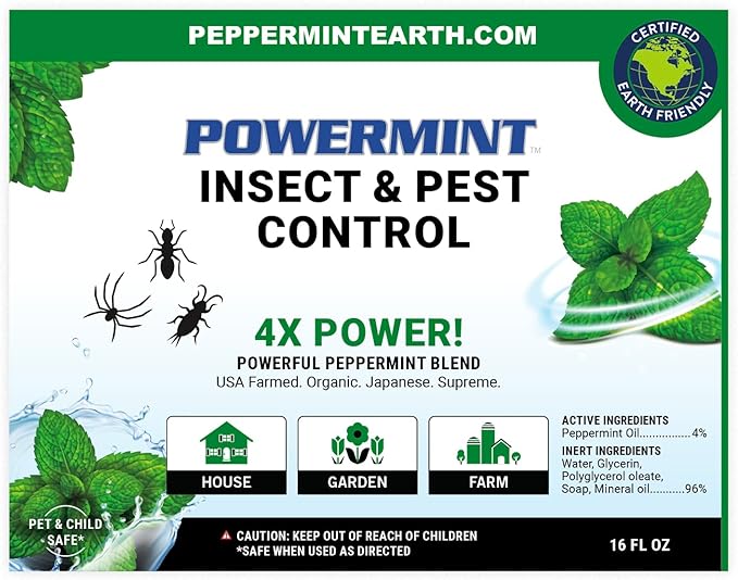 Powermint Peppermint Oil Insect & Pest Spray for Spiders, Ants, Ticks, and More 16 Oz