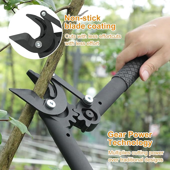 Garden Shears Tool Set 3 Pcs - Heavy Duty Lopper, Hedge Shears & Pruning Saw for Tree Branches, Hedges, Backyard & Fruit Trees, Carbon Steel Blades