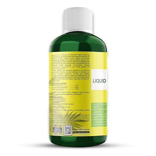 GARDENWISE Organic Premium Seaweed Fertilizer for All Bonsai - Liquid Kelp Plant Food - Nutrient-Rich Liquid Plant Food & Soil Enhancer for Growth Control (8 OZ)