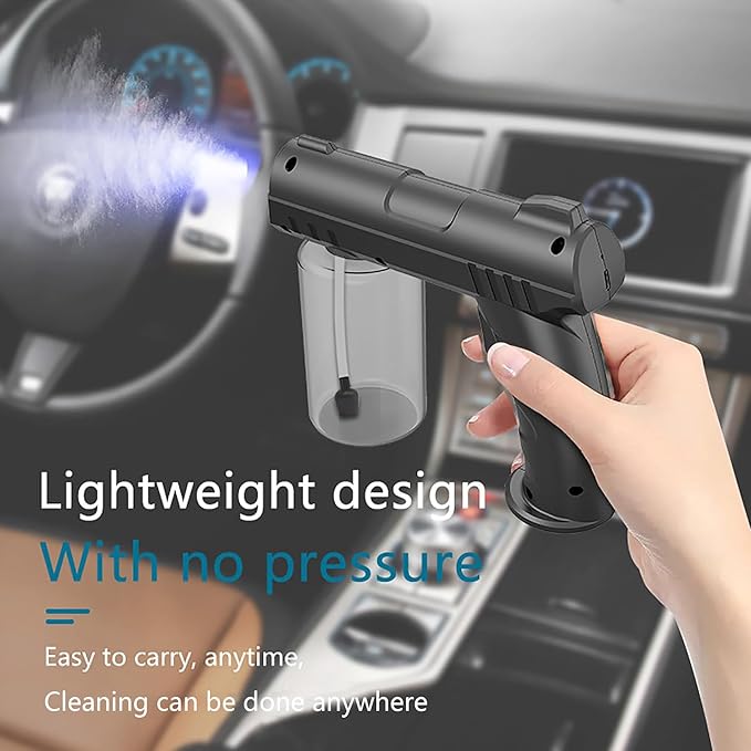 Nano Sprayer, Handheld Household Nano Atomizer, Blue Light Atomizer, Android Charging, Very Suitable for Watering Plants and Trees (Black)