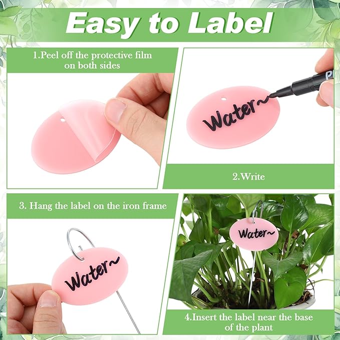 Novabright 100 Pcs Reusable Plant Labels with Metal Stakes-2mm Thick Waterproof Acrylic Garden Markers with 2 Marker Pens for Outdoor Plants,Vegetables,Flowers & Seedlings