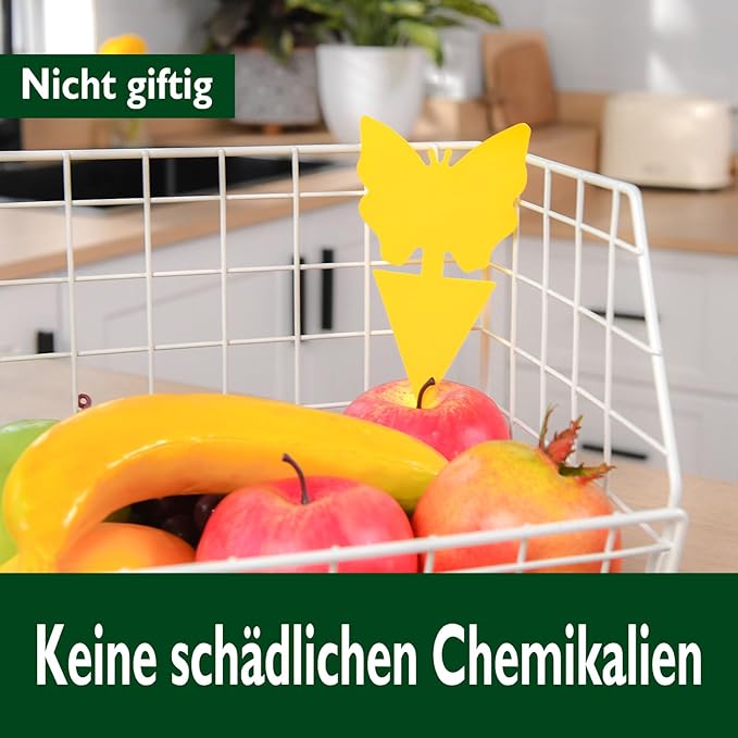 Garsum Fruit Fly Trap Yellow Sticky Traps,18 pcs Fungus Gnat Killer for Indoor and Outdoor Plant Insect Catcher for White Flies,Mosquitos,Fungus Gnats,Flying Insects,