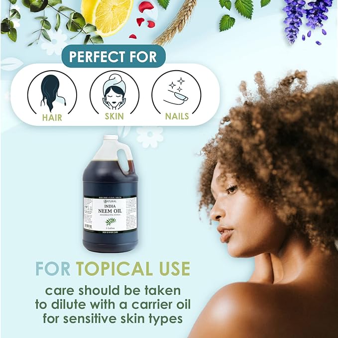 Zatural 100% Pure Neem Seed Oil | Cold Pressed, Undiluted Natural Oil for Skin Conditioning, Hair Moisture & Botanical Blending (128 Fl Oz)