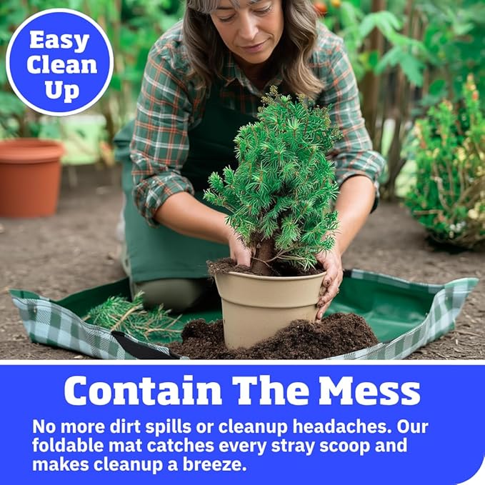 DURASACK 26"x26" Water-Resistant Repotting Mat – Indoor Plant Transplanting, Soil Change & Gardening Mess Control, Khaki