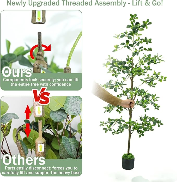 Caxchiling Artificial Black Olive Tree 6FT, Fake Potted Tree for Indoor Outdoor, Lifelike Faux Floor Plants with Moss Topper and Cotton Basket, Home Office Living Room Bedroom Doorway Hallway Decor