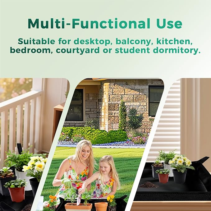 Large Plant Transplanting Mat - Thickened Waterproof Potting Mat, Succulent Gardening Mat, Portable Repotting Mat for Mess Control (PVC-Black29.5"x 29.5")