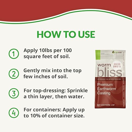Worm Bliss (1 Qt) + Myco Bliss Powder (200 g) - Mycorrhizal Fungi Inoculant & Organic Worm Castings for Plants - Mycorrhizae for Plants - Earthworm Castings Organic Fertilizer - Mycorrhizal Inoculant