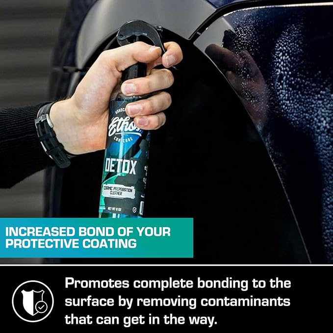 Ethos DETOX - Ceramic Coating Prep Spray, Panel Wipe, Glass Cleanser - Remove Your Old Ceramic Coating, Wax, or Sealant - Multi-Purpose Formula - Leaves Nothing But the Shine
