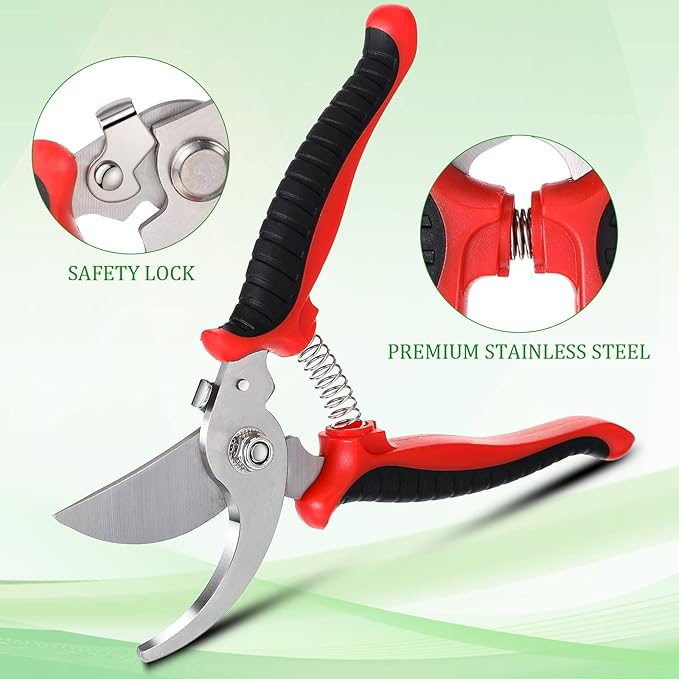 6 Pcs Garden Bypass Pruning Shears Bulk Heavy Duty Gardening Scissors Stainless Steel Blades Gardening Shears Handheld Garden Pruners Manual Plant Clipper for Flower Trimming Secateurs Tool 7.48 Inch