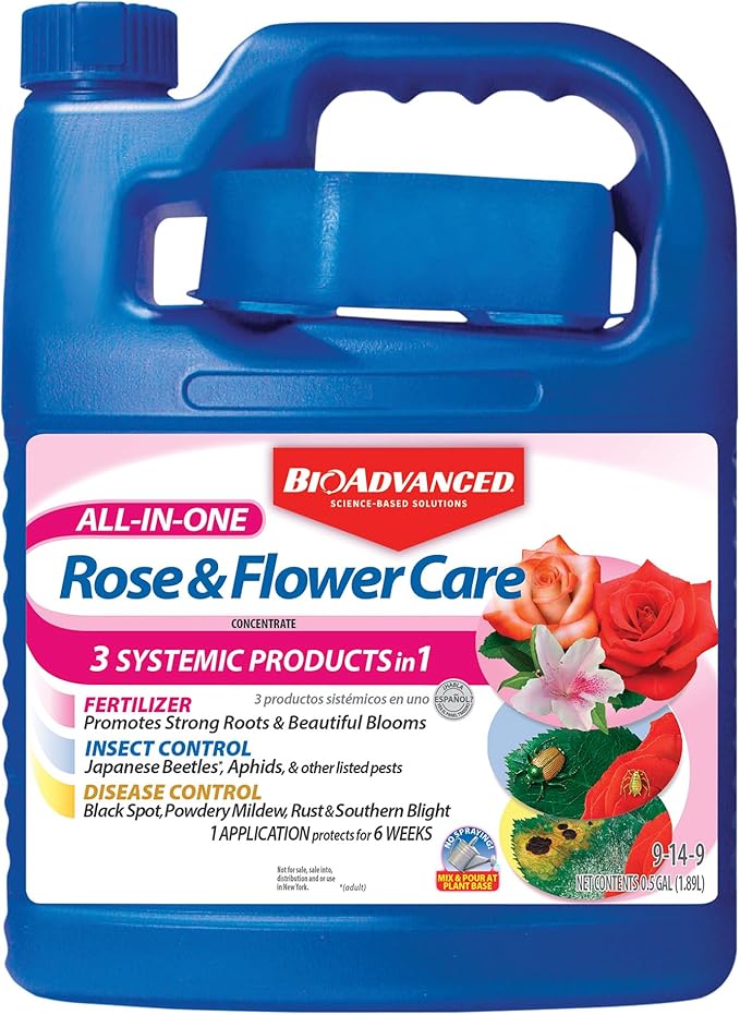 BioAdvanced All-In-One Rose and Flower Care Fertilizer, Concentrate, 64 oz, Rose Fertilizer and Disease Control