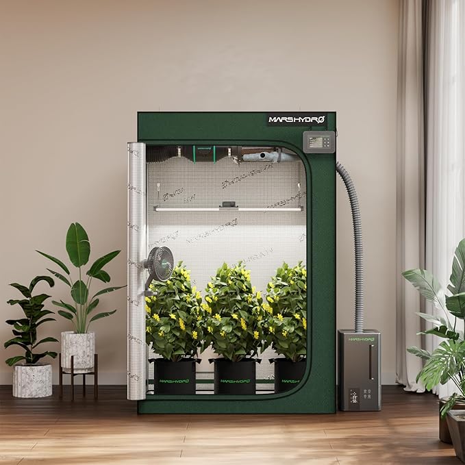 MARS HYDRO 4x2x6 Grow Tent Pro,48"x24"x71" 2000D Thickened Polyester Canvas & High Reflective Mylar, Larger Observation Window, Controller & Socket Hanger,for TSL2000/SP3000 Indoor Plant Growing