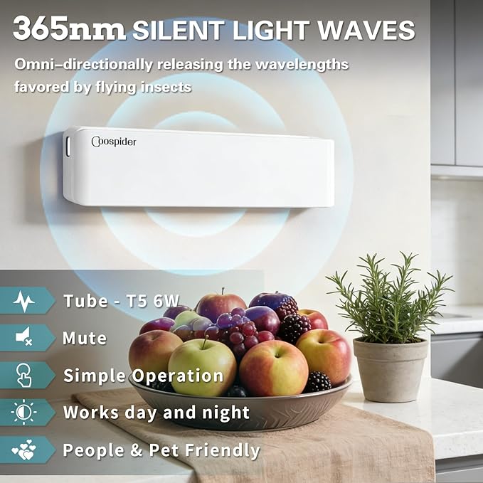 4pack Fly Catcher Indoor,Fruit Fly Traps Indoor for Home,Wall Sconce Fly UV Light Trap for Capturing Flies,Moths, Gnats with 20 Sticky Glue Boards, Bug Catcher Indoor, Light Flying Insect Trap -White