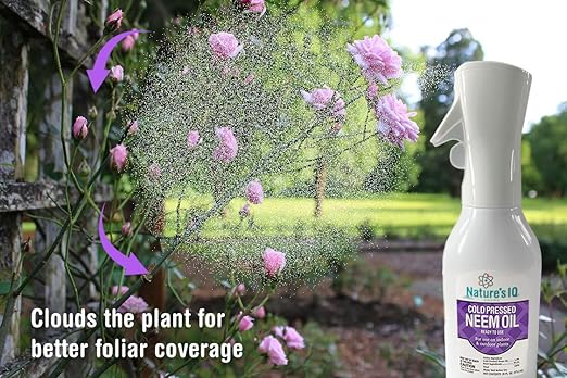 Nature's IQ Cold Pressed Neem Oil w/Spray Mist Technology. Indoor and Outdoor Plant Protection. Twin Pack